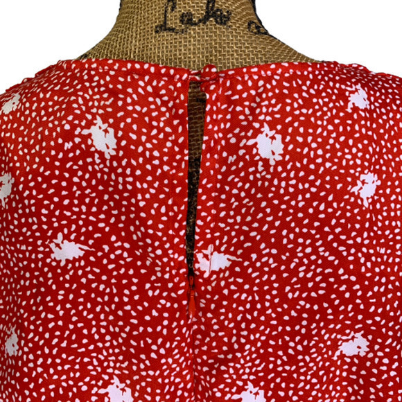 ANTHROPOLOGIE x HI THERE Red Lotty Petal Wrap Dress - Picture 11 of 16